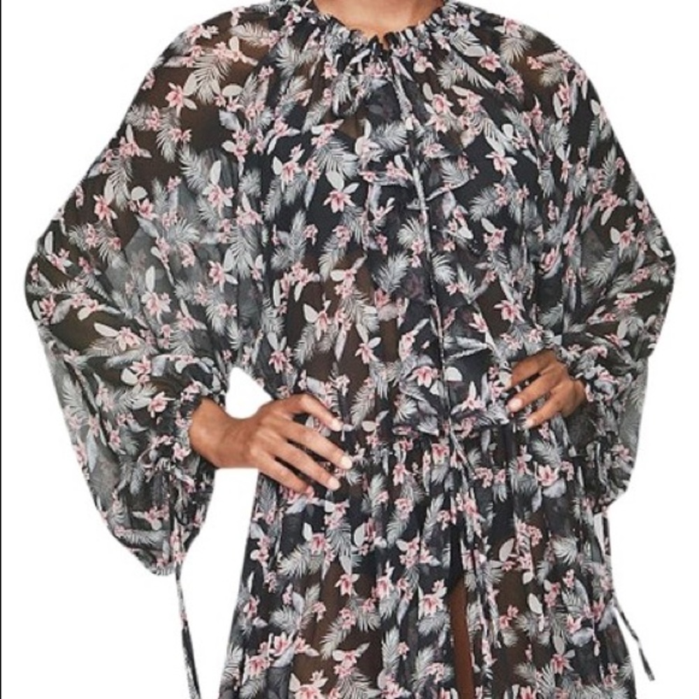 Victoria's Secret Black and White Floral Sheer Top - Picture 2 of 3